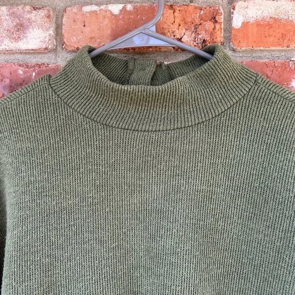 Madewell Ribbed Mock Neck Button Olive Green Women's Sweater Pockets Women’s XL - Picture 4 of 10